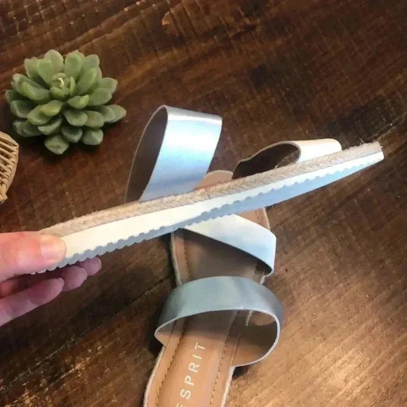 ESPIRIT | White & Silver Slip-On Flat Sandals - Picture 6 of 6